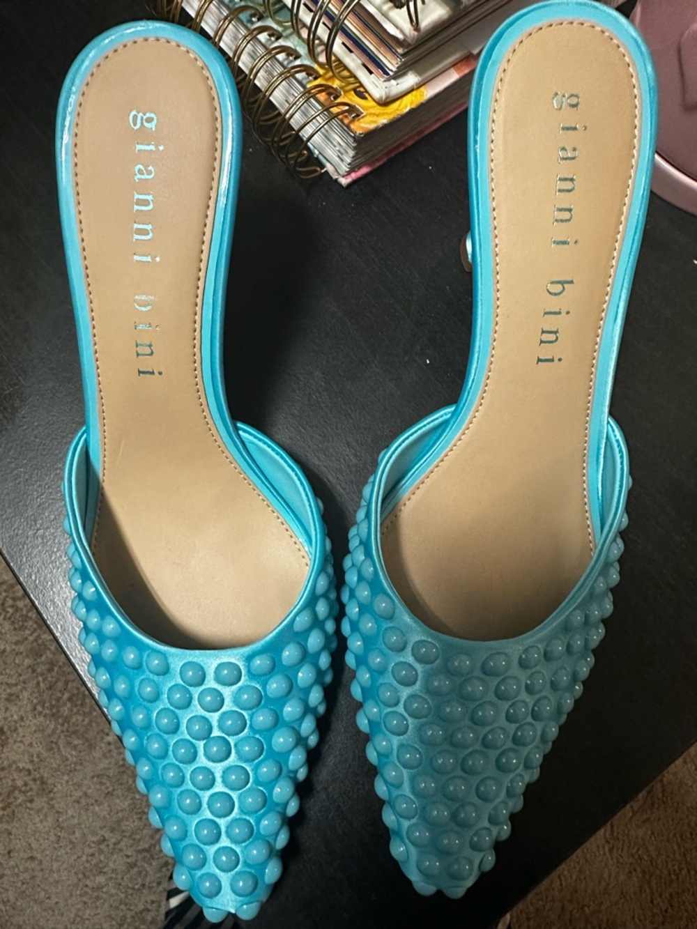 Gianni Bini Turquoise Pointed Beaded Mule